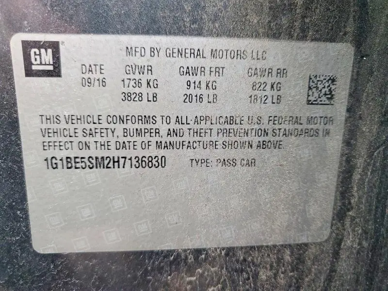 2017 CHEVROLET CRUZE LT  