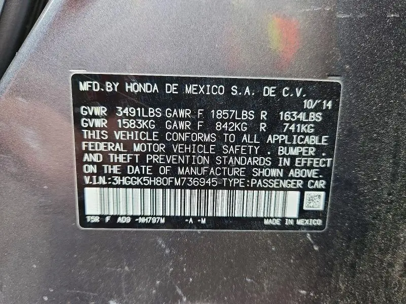 2015 HONDA FIT EX  