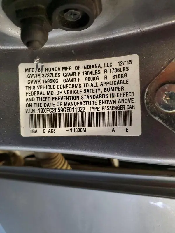 2016 HONDA CIVIC LX  