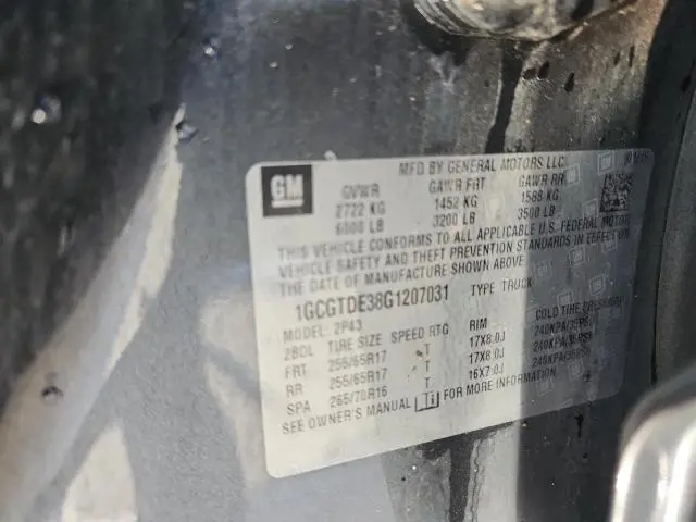 2016 CHEVROLET COLORADO Z71  