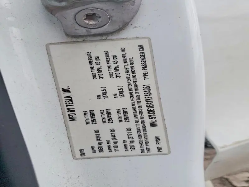 2019 TESLA MODEL 3   