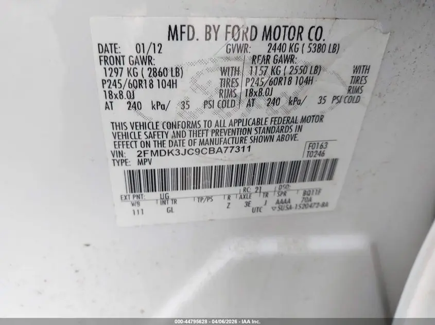 2012 FORD EDGE SEL