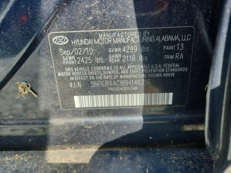 2011 HYUNDAI SONATA GLS  