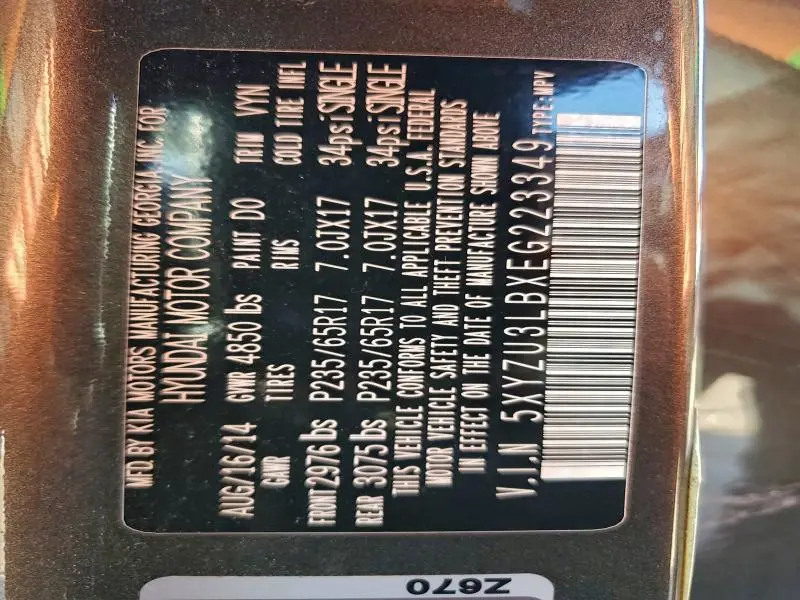 2014 HYUNDAI SANTA FE SPORT   