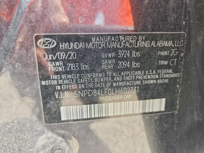 2020 HYUNDAI ELANTRA SEL  