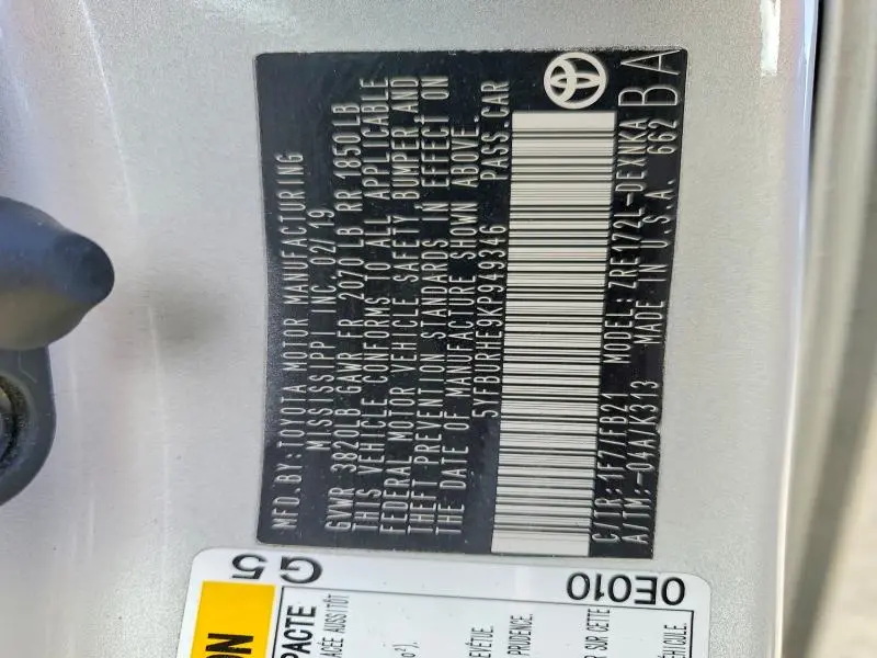 2019 TOYOTA COROLLA L  