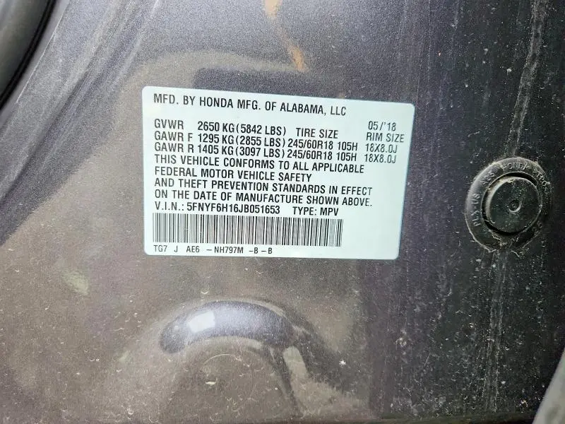 2018 HONDA PILOT LX  