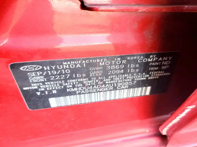 2010 HYUNDAI ELANTRA SE  