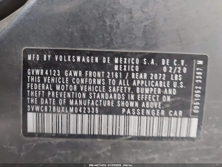 2020 VOLKSWAGEN JETTA 1.4T R-LINE/1.4T S/1.4T SE