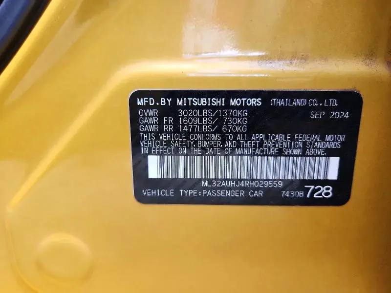 2024 MITSUBISHI MIRAGE   