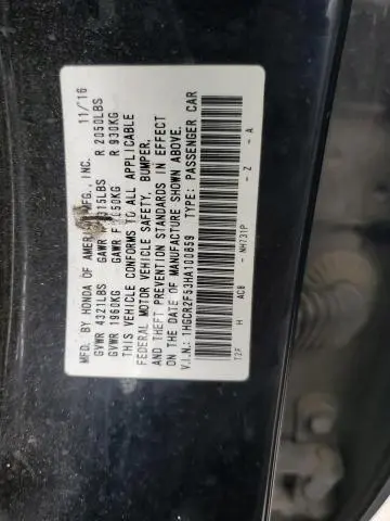 2017 HONDA ACCORD SPORT  