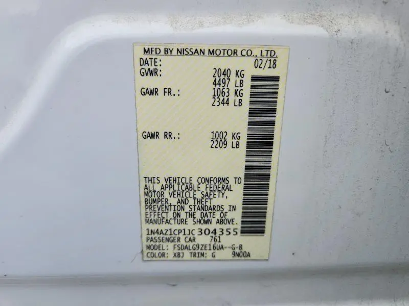 2018 NISSAN LEAF SL  