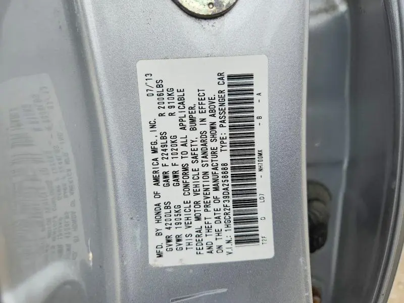 2013 HONDA ACCORD LX  