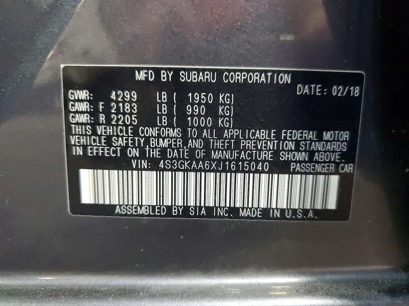 2018 SUBARU IMPREZA BASE  