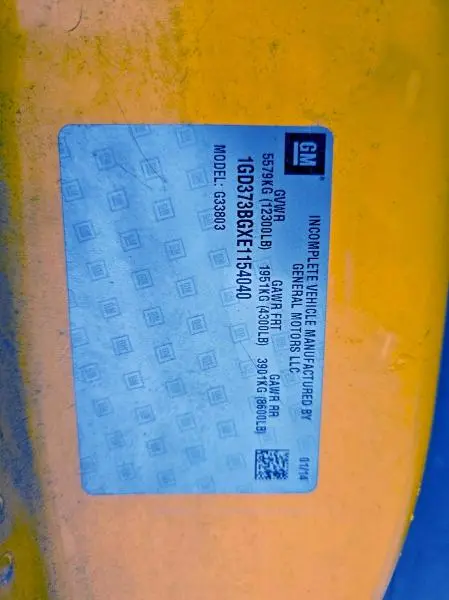 2014 GMC SAVANA CUTAWAY G3500  