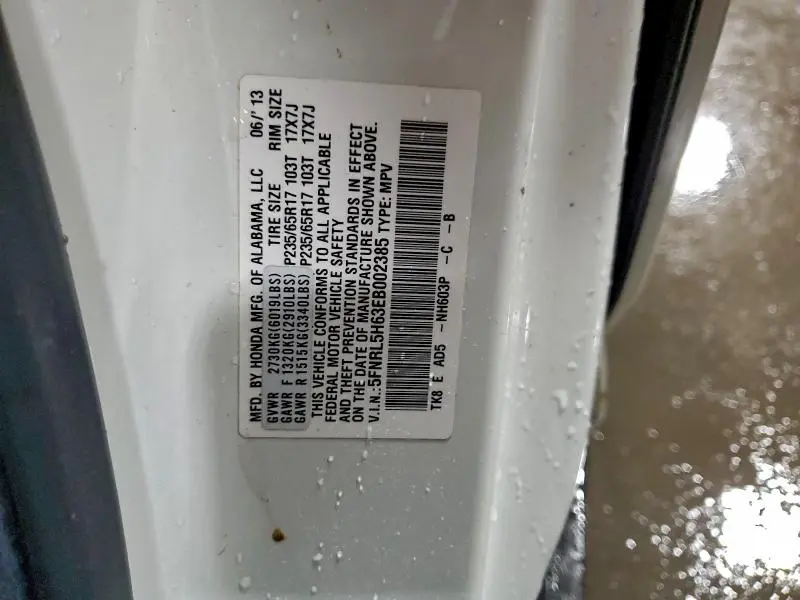 2014 HONDA ODYSSEY EXL  