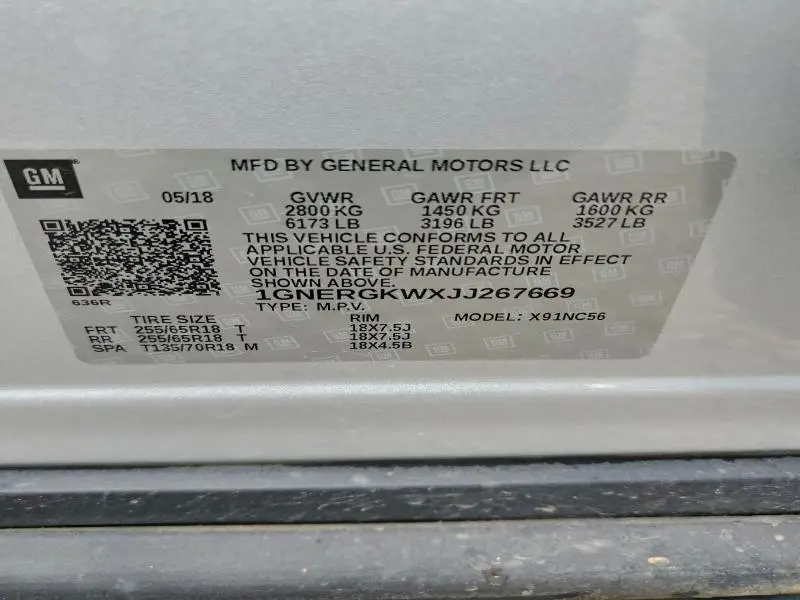 2018 CHEVROLET TRAVERSE LT  