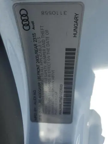 2016 AUDI A3 PRESTIGE S-LINE  