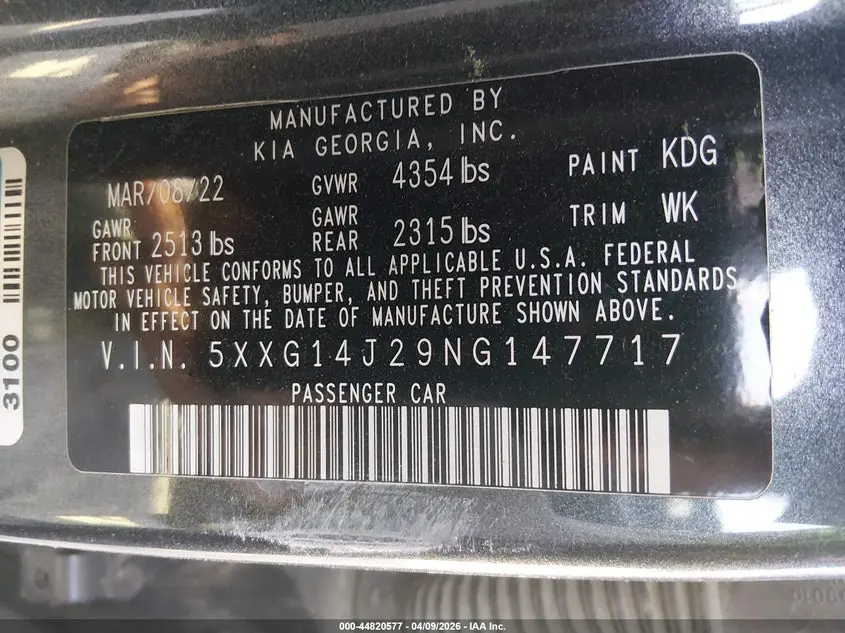 2022 KIA K5 LXS