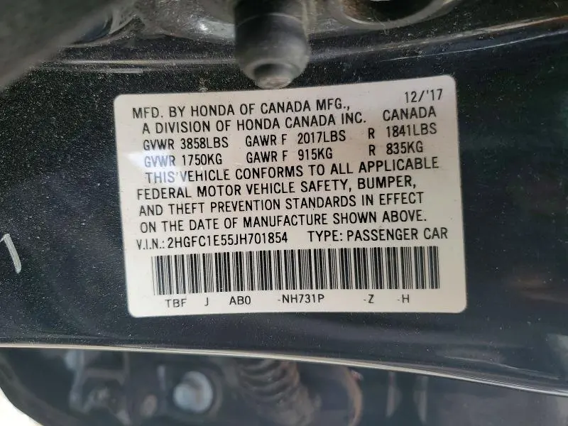 2018 HONDA CIVIC SI  