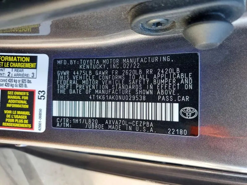 2022 TOYOTA CAMRY XSE  