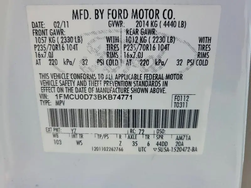2011 FORD ESCAPE XLT  
