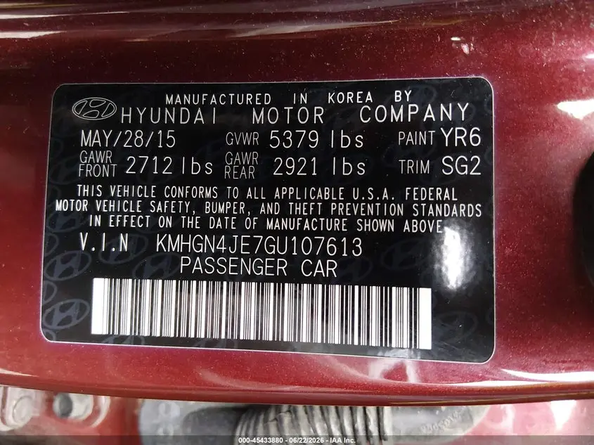 2016 HYUNDAI GENESIS 3.8
