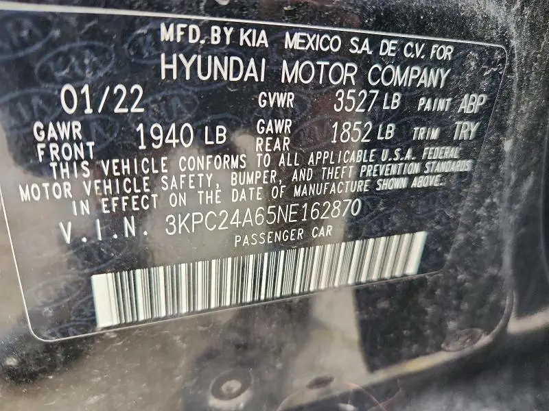 2022 HYUNDAI ACCENT SEL  