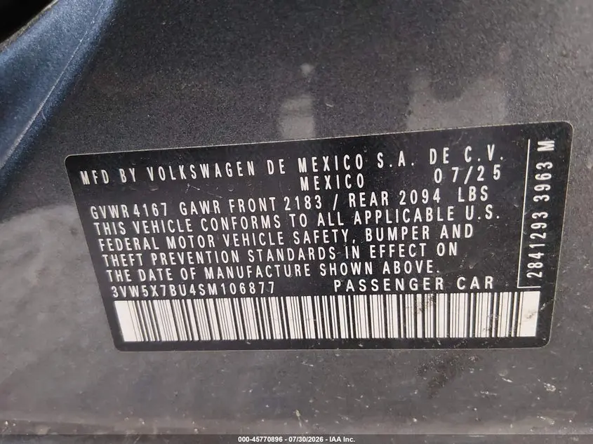 2025 VOLKSWAGEN JETTA 1.5T S