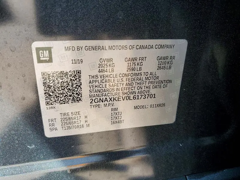 2020 CHEVROLET EQUINOX LT  