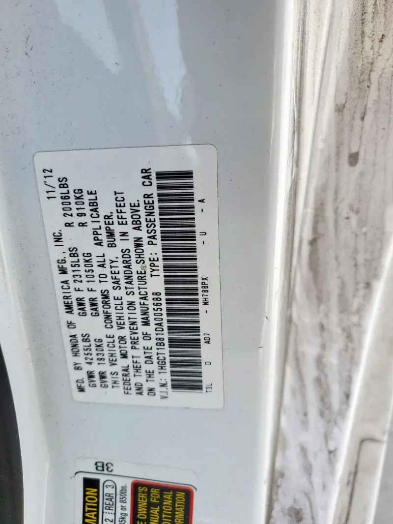 2013 HONDA ACCORD EXL