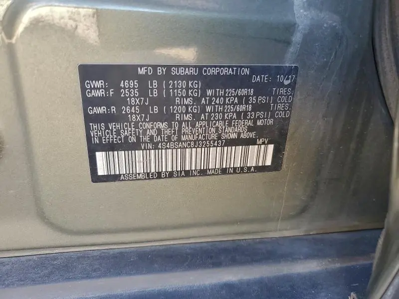 2018 SUBARU OUTBACK 2.5I LIMITED  