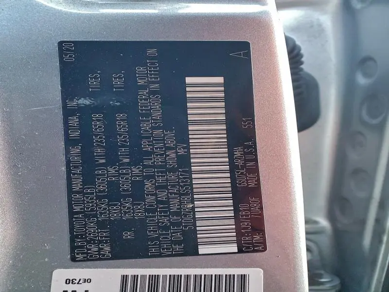 2020 TOYOTA HIGHLANDER XLE  