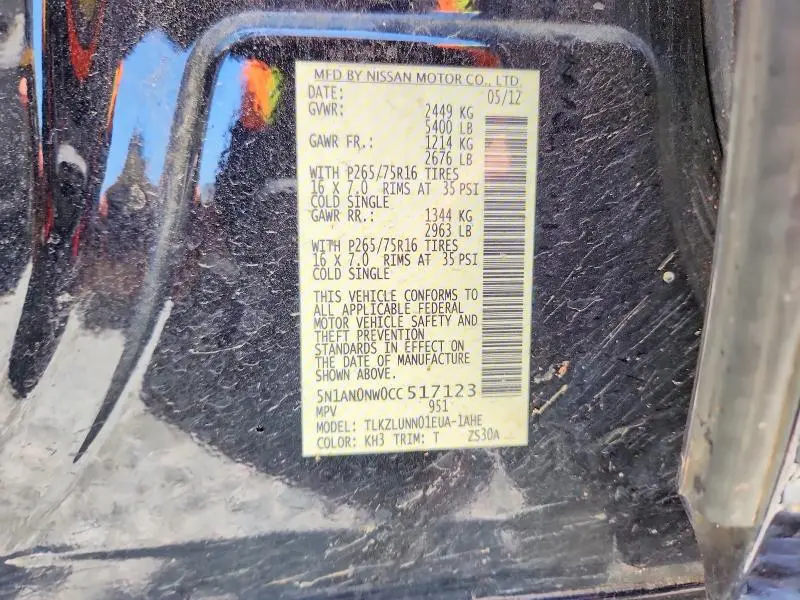 2012 NISSAN XTERRA X  