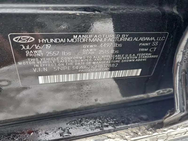 2019 HYUNDAI SONATA LIMITED  