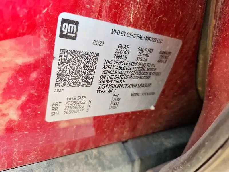 2022 CHEVROLET TAHOE K1500 RST  