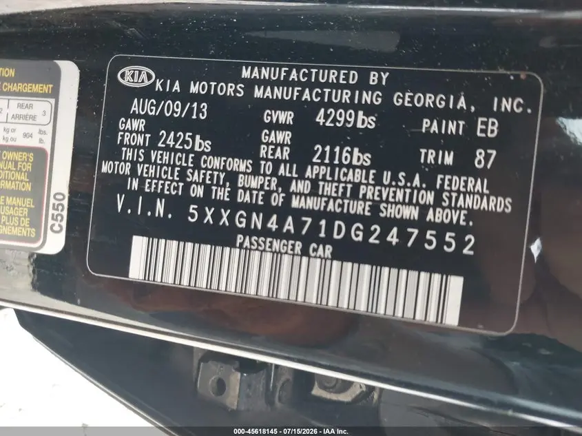 2013 KIA OPTIMA EX