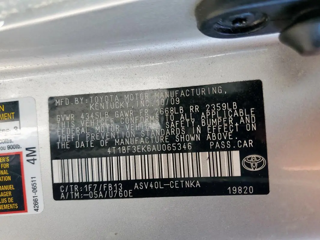2010 TOYOTA CAMRY BASE  