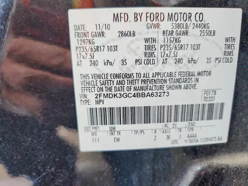 2011 FORD EDGE SE  