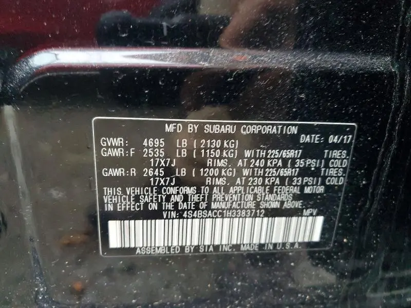 2017 SUBARU OUTBACK 2.5I PREMIUM  