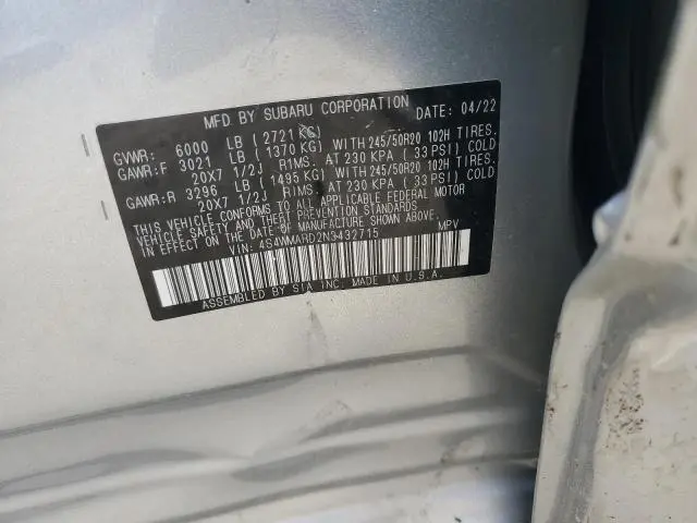 2022 SUBARU ASCENT TOURING  