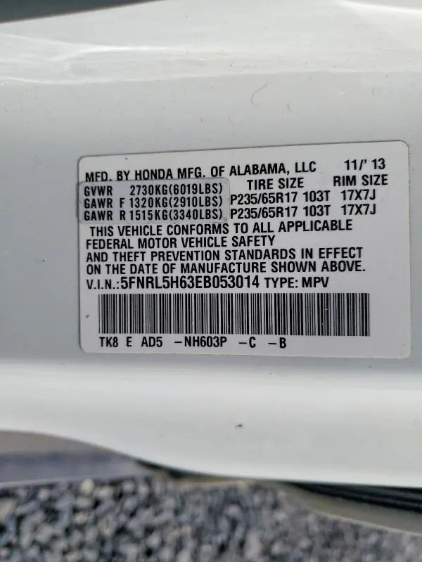 2014 HONDA ODYSSEY EXL  