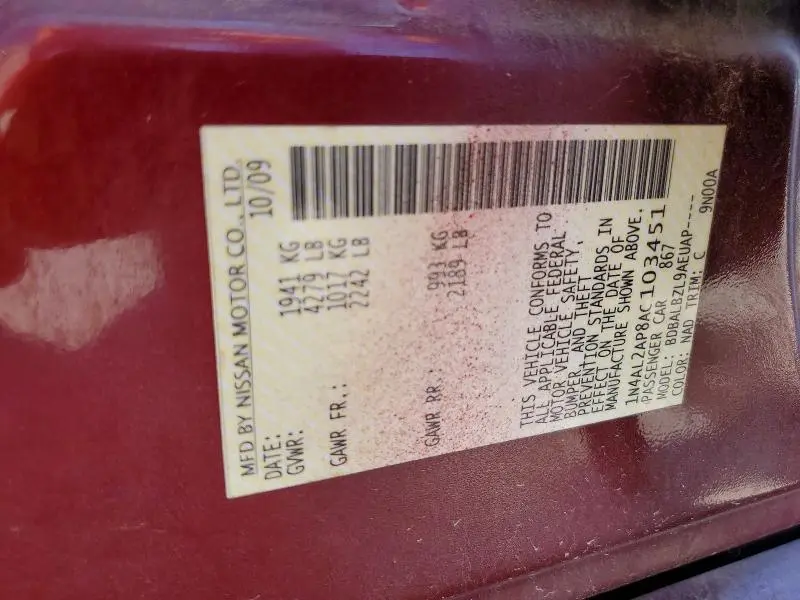 2010 NISSAN ALTIMA 2.5  