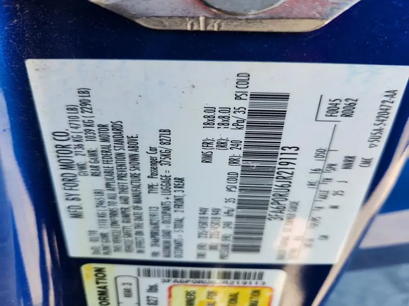 2018 FORD FUSION TITANIUM/PLATINUM HEV  