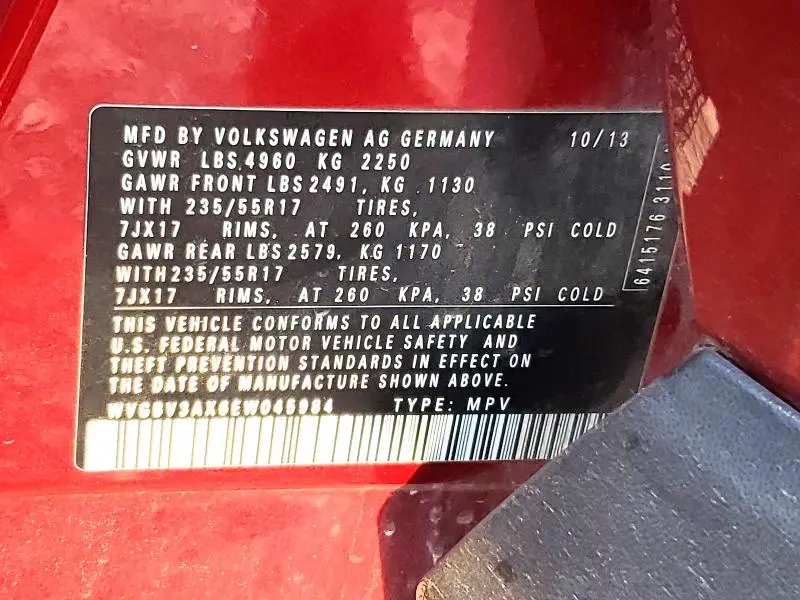 2014 VOLKSWAGEN TIGUAN S  
