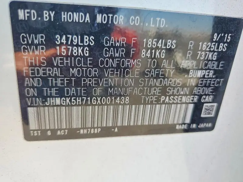 2016 HONDA FIT EX  