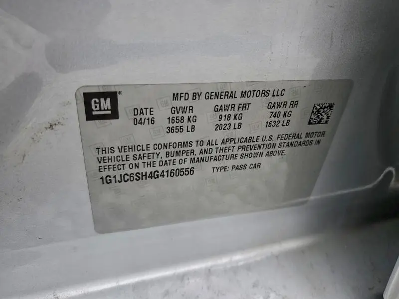 2016 CHEVROLET SONIC LT  