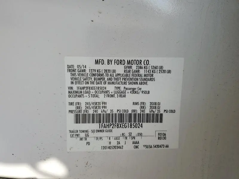 2014 FORD TAURUS LIMITED  