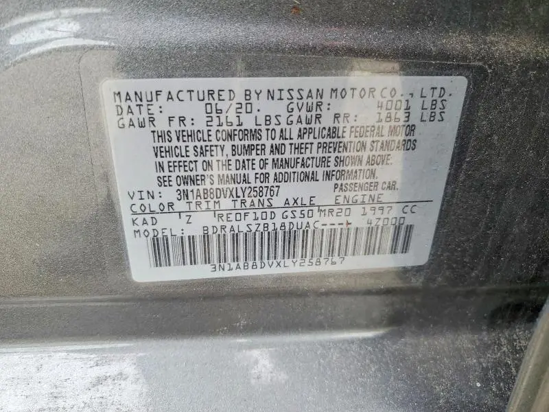 2020 NISSAN SENTRA SR  