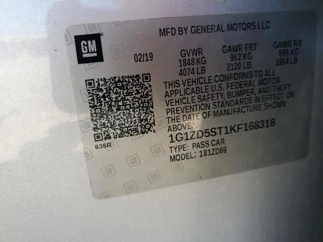 2019 CHEVROLET MALIBU LT  